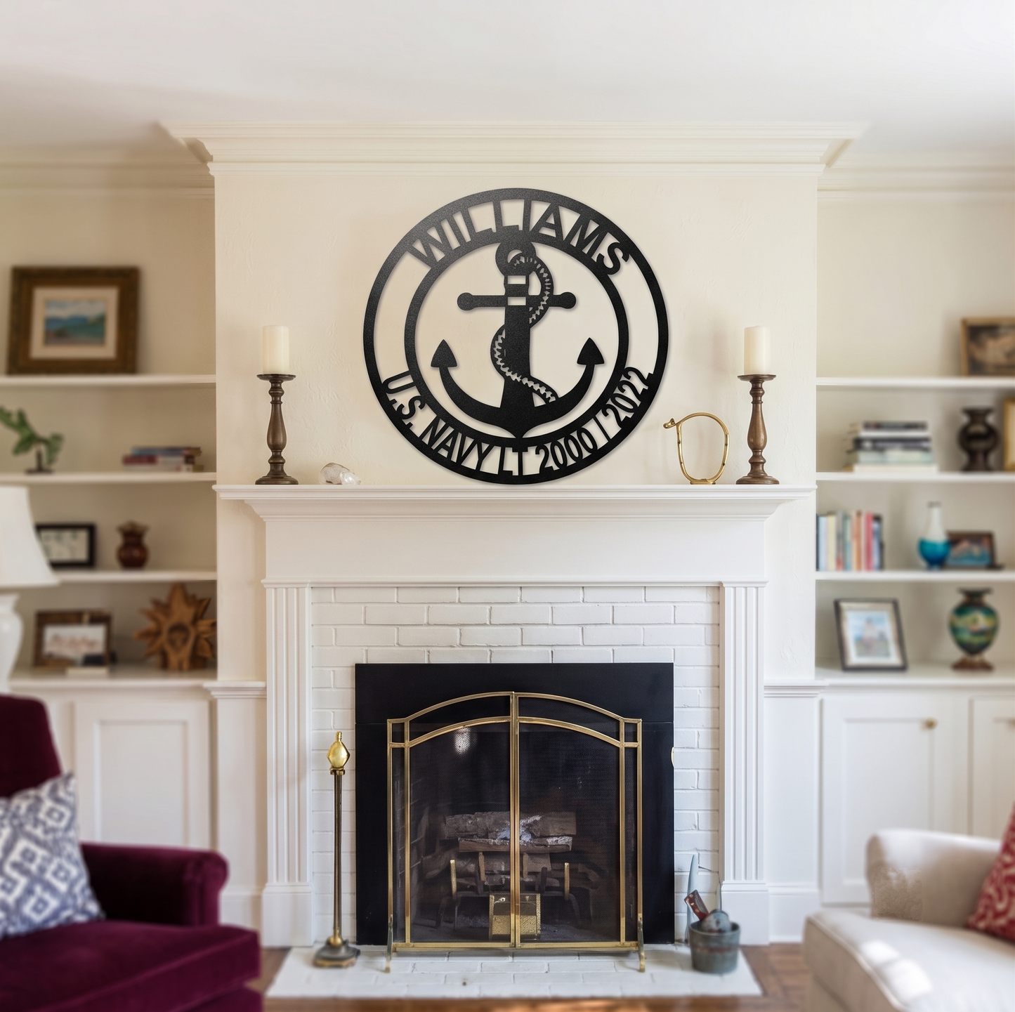 Personalized Navy Veteran Steel Sign – Custom Last Name Military Family Wall Decor – Sailor Retirement Gift