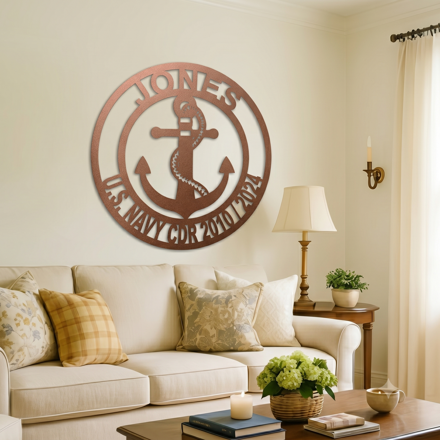 Personalized Navy Veteran Steel Sign – Custom Last Name Military Family Wall Decor – Sailor Retirement Gift